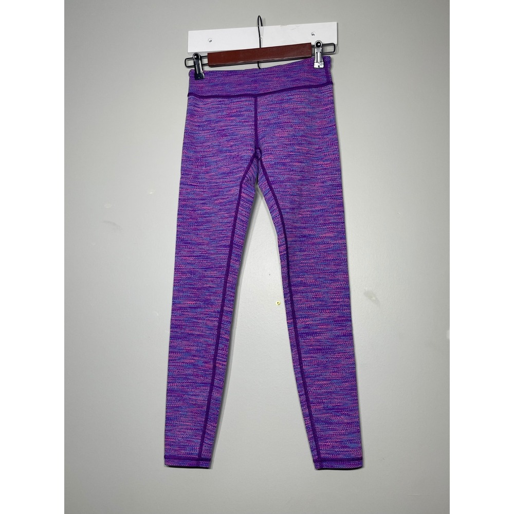 Ivivva Leggings Girls 12 Purple Space Dye Excellent Athletic Tights